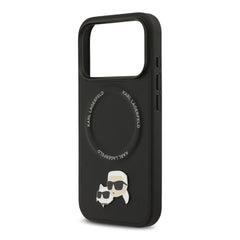 A Photo Of Karl Lagerfeld PU Leather Case with Karl & Choupette Head Pins for iPhone 17 Pro Max