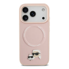 A Photo Of Karl Lagerfeld PU Leather Case with Karl & Choupette Head Pins for iPhone 17 Pro Max