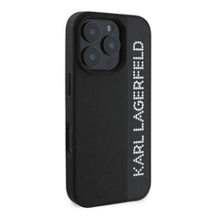 A Photo Of Karl Lagerfeld Saffiano Leather Hard Case for iPhone 16 Pro - Premium Protection with Iconic Elongated Logo Design