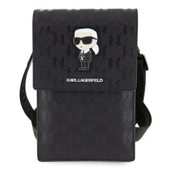 A Photo Of Karl Lagerfeld Monogram Ikonik Wallet Phone Bag – Black ECO Leather Crossbody Purse for Phone, Cards & Essentials