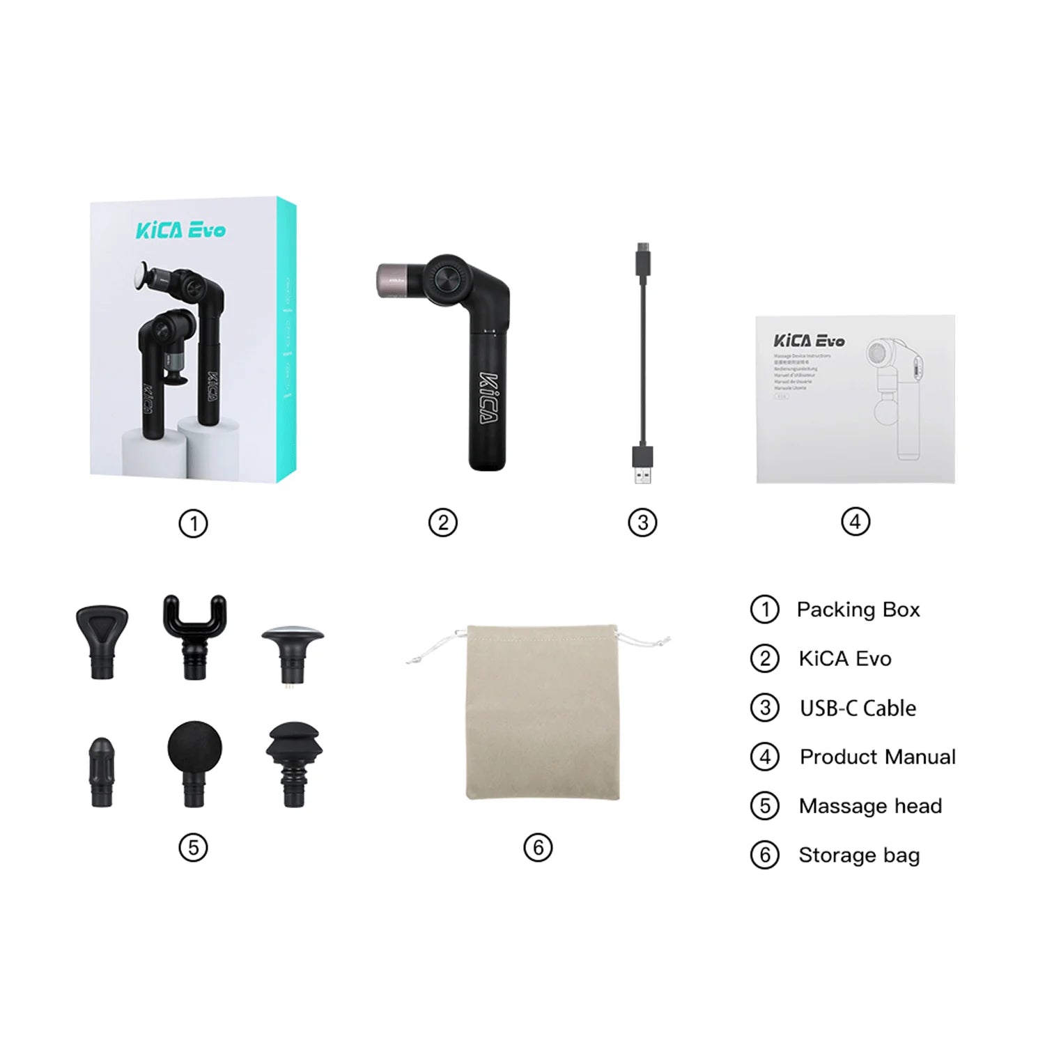 A Photo Of KiCA Evo - Professional Massage Gun with Foldable Design, Extendable Handle, and Heat Function