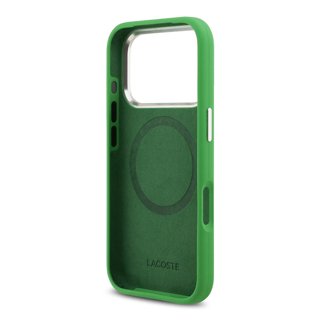 A Photo Of Lacoste MagSafe Silicone Case with Metal Logo for iPhone 17 Pro