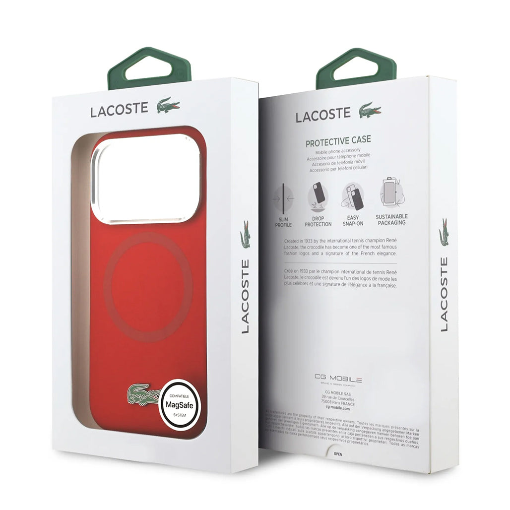 A Photo Of Lacoste MagSafe Silicone Case with Metal Logo for iPhone 17 Pro