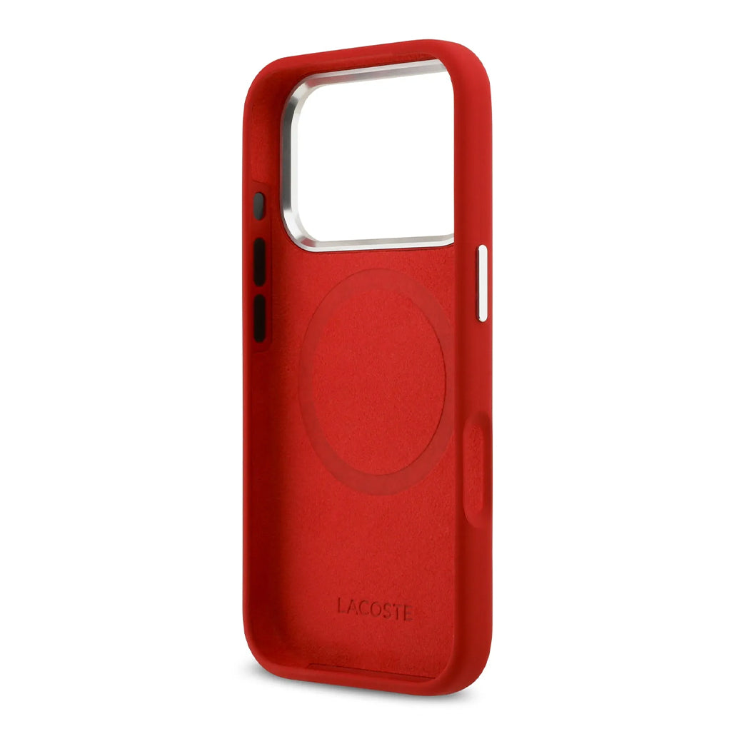 A Photo Of Lacoste MagSafe Silicone Case with Metal Logo for iPhone 17 Pro
