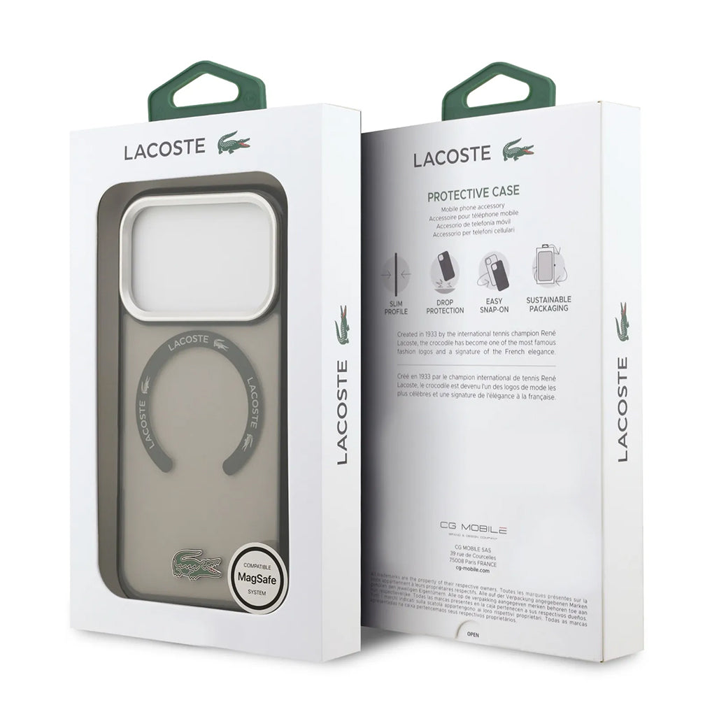 A Photo Of Lacoste MagSafe Transparent TPU+PC Case with Frosted Finish for iPhone 17 Pro