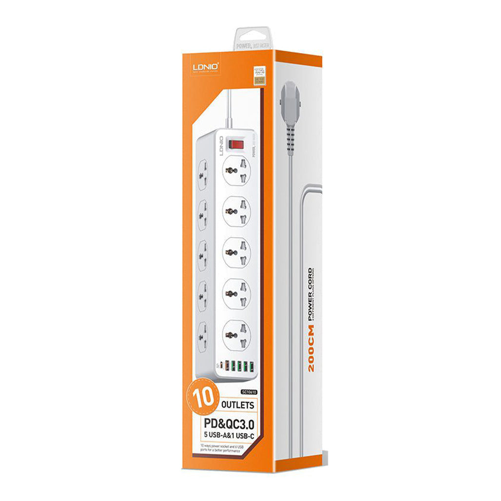 A Photo Of LDNIO SC10610 Universal Power Strip with 10 AC Outlets