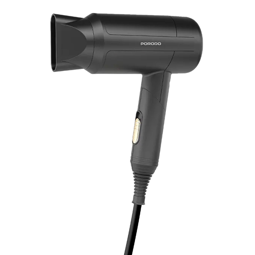 A Photo Of Porodo Lifestyle 1200W Foldable Hair Dryer 1.8M Cable - Black