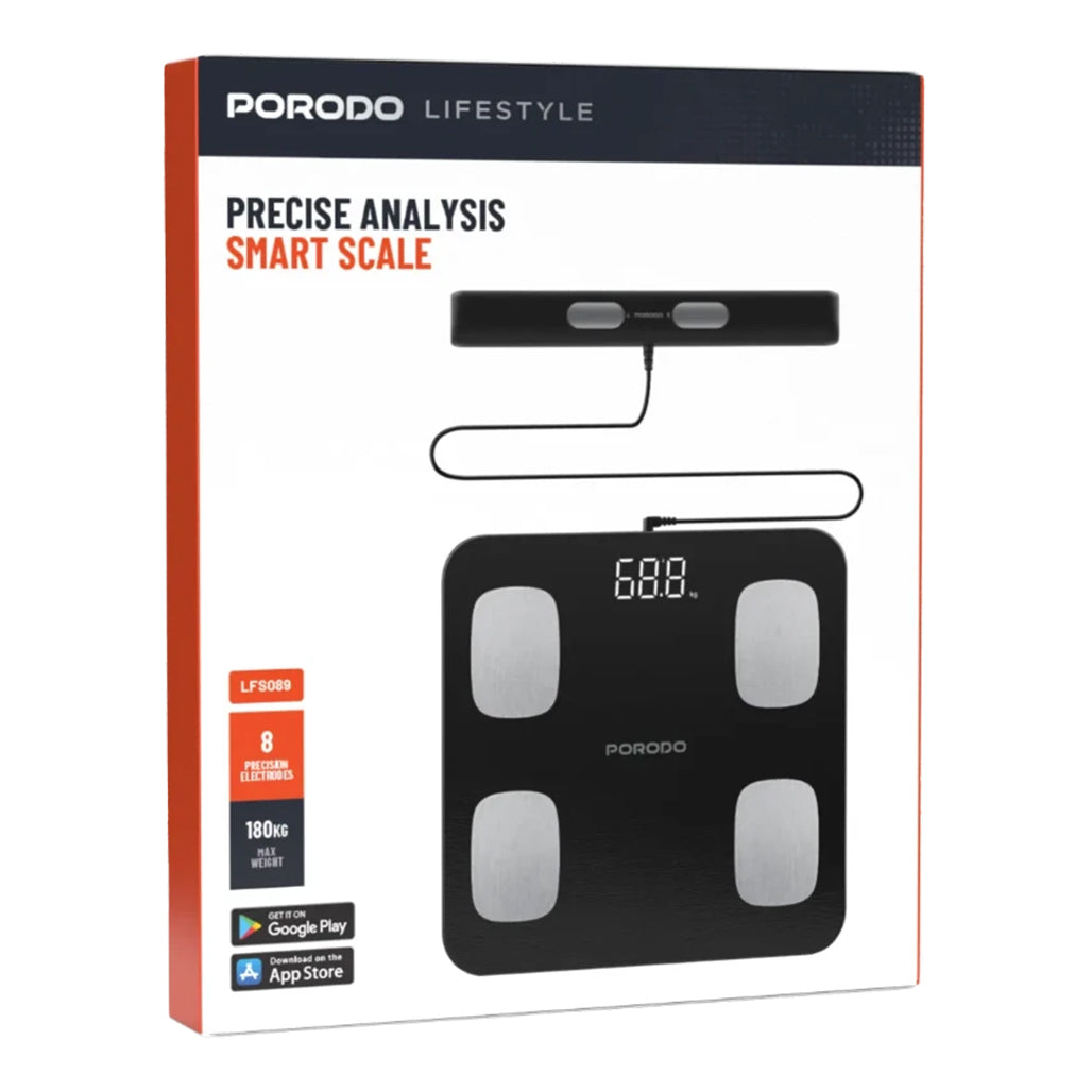A Photo Of Porodo Lifestyle Precise Analysis Smart Scale - Black