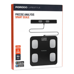 A Photo Of Porodo Lifestyle Precise Analysis Smart Scale - Black