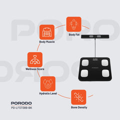 A Photo Of Porodo Lifestyle Precise Analysis Smart Scale - Black