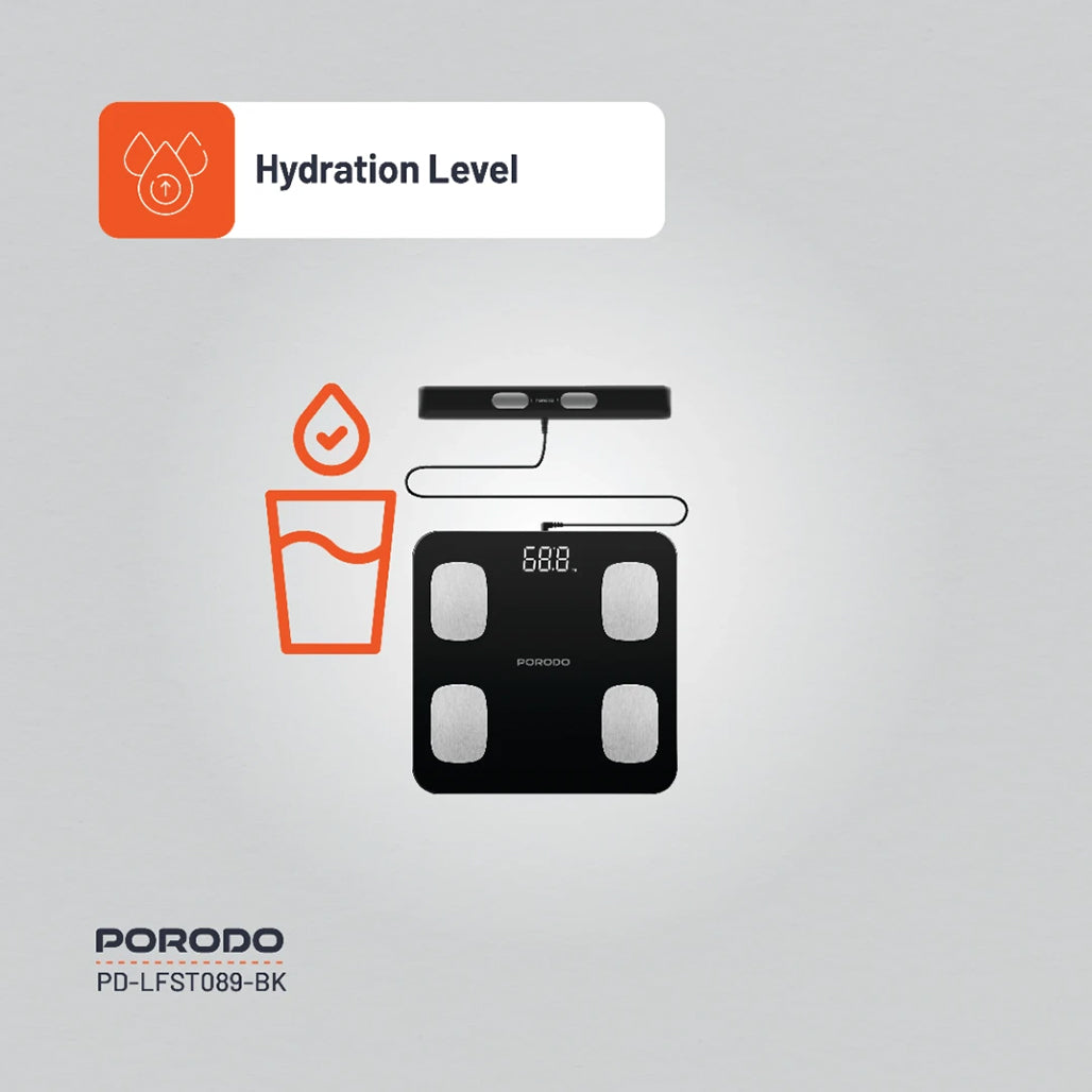 A Photo Of Porodo Lifestyle Precise Analysis Smart Scale - Black