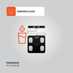 A Photo Of Porodo Lifestyle Precise Analysis Smart Scale - Black