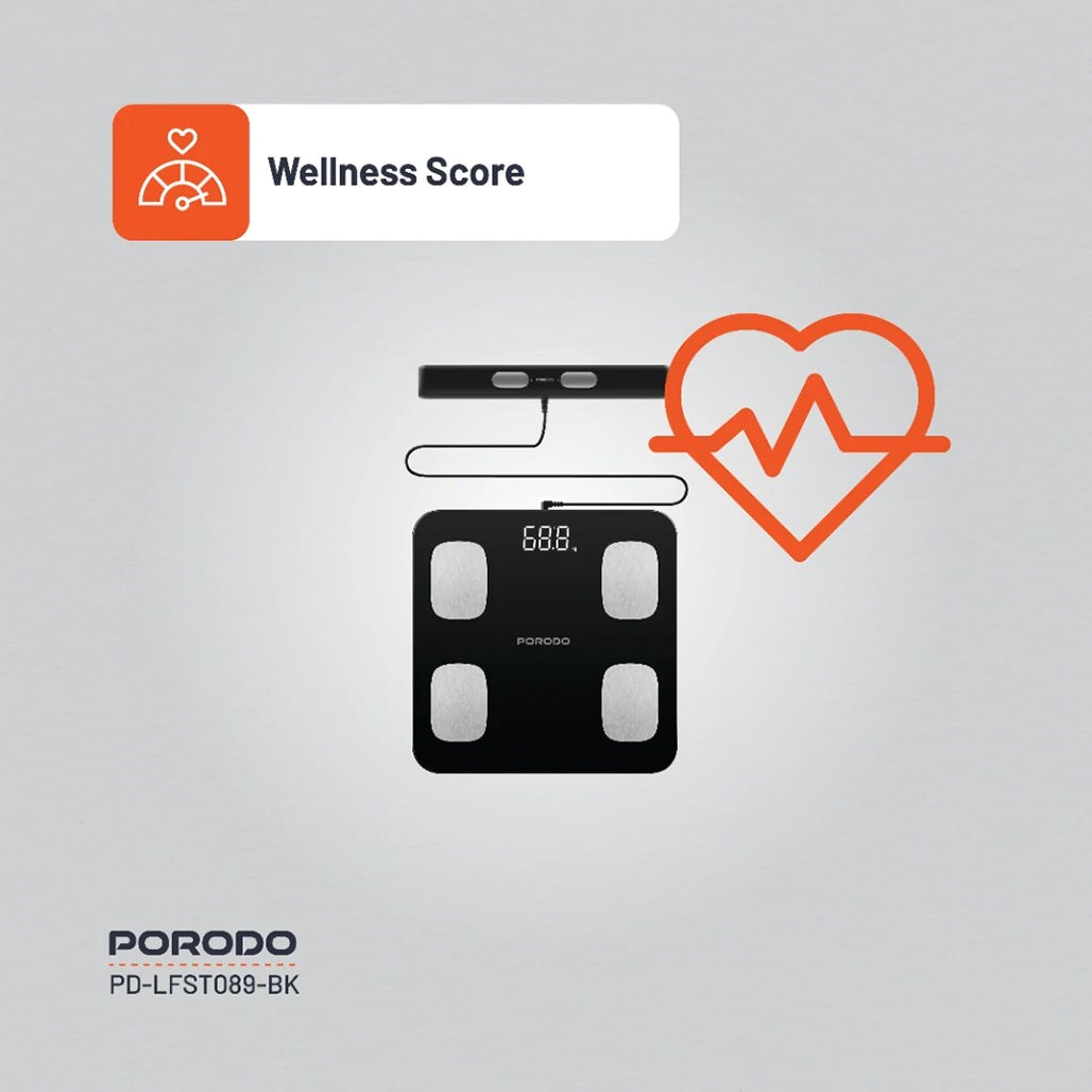A Photo Of Porodo Lifestyle Precise Analysis Smart Scale - Black