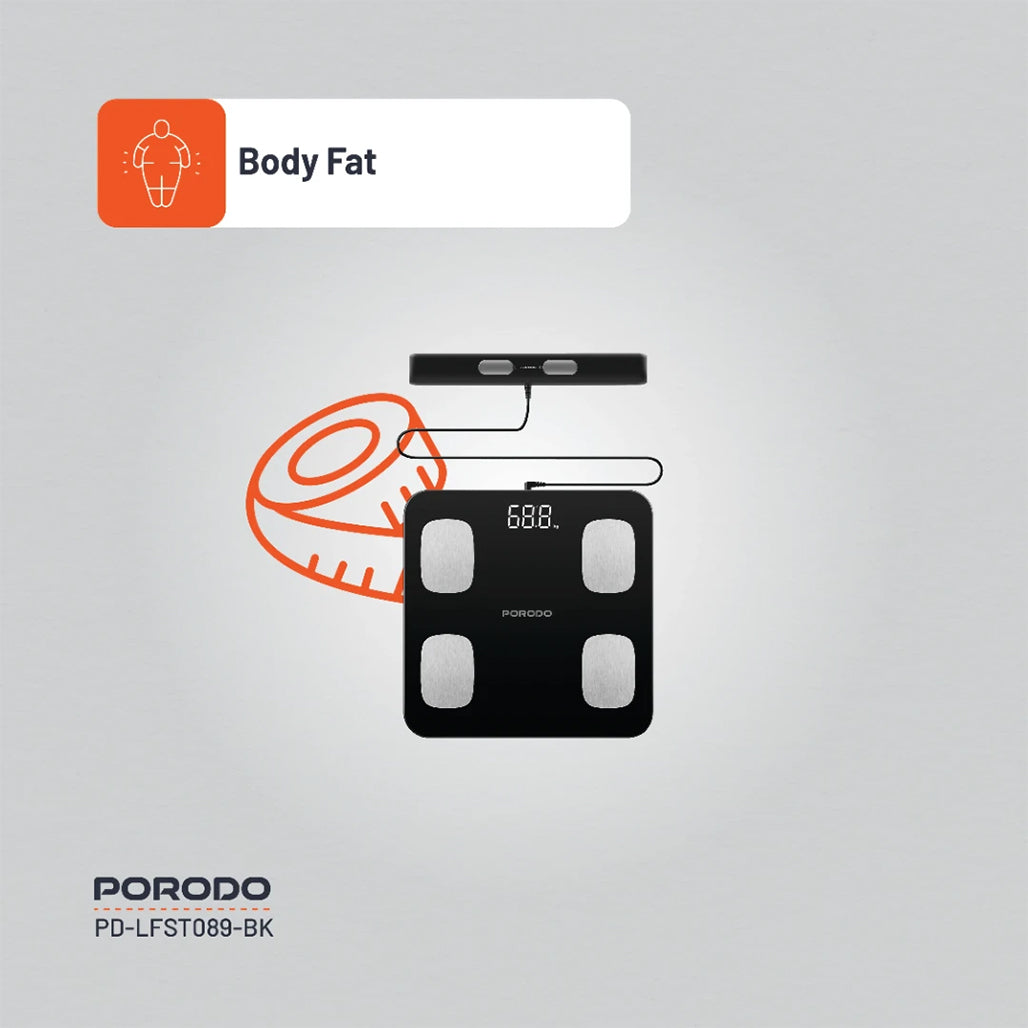A Photo Of Porodo Lifestyle Precise Analysis Smart Scale - Black
