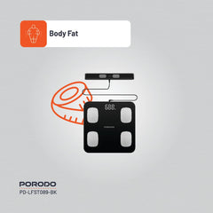 A Photo Of Porodo Lifestyle Precise Analysis Smart Scale - Black