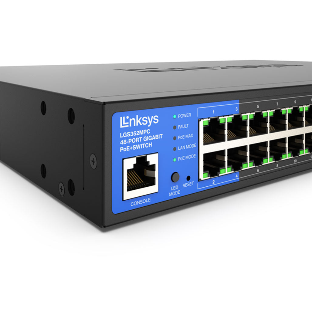 A Photo Of Linksys LGS352MPC-EU - 48-Port Managed Gigabit PoE+ Switch with 4 10G SFP+ Uplinks and 740W Power Budget