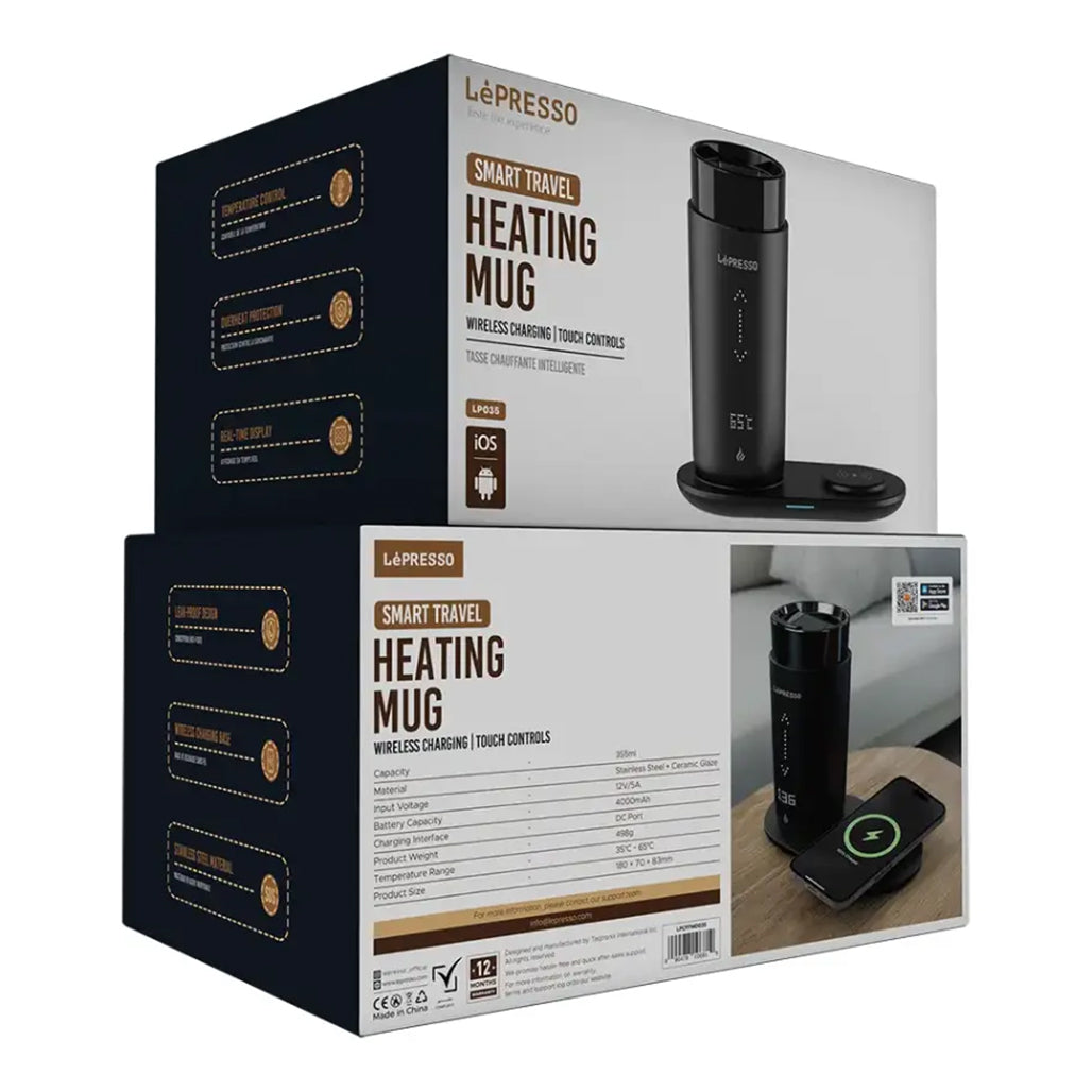 A Photo Of Lepresso Smart Travel Heating Mug – Temperature-Controlled Coffee Mug with Wireless Charging