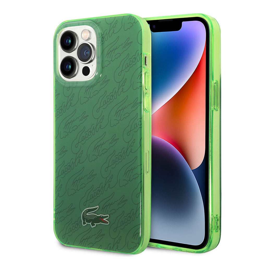 A Photo Of Lacoste Hard Case IML Double Layer & Dyed Bumper Signature Pattern for iPhone 14 Pro