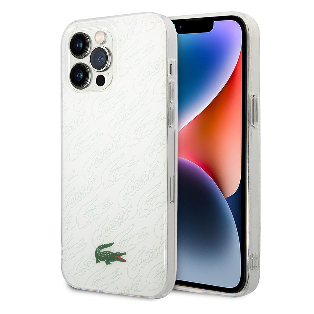 A Photo Of Lacoste Hard Case IML Double Layer & Dyed Bumper Signature Pattern for iPhone 14 Pro