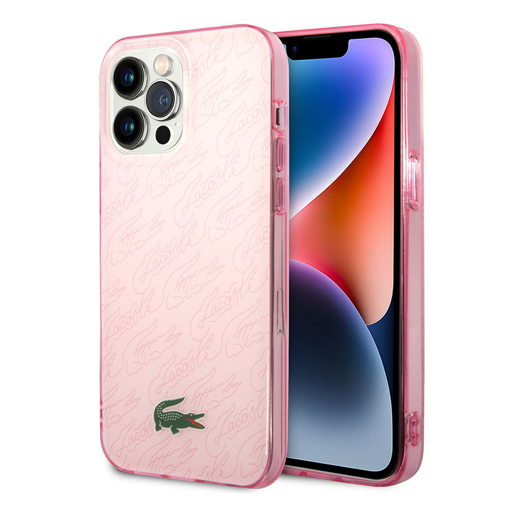 A Photo Of Lacoste Hard Case IML Double Layer & Dyed Bumper Signature Pattern for iPhone 14 Pro
