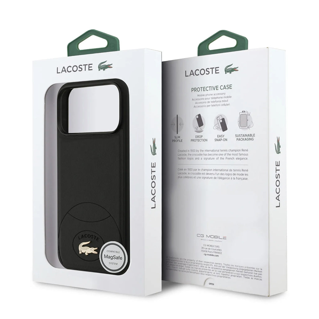 A Photo Of Lacoste MagSafe PU Leather Hard Case with Bliss Design for iPhone 17 Pro Max