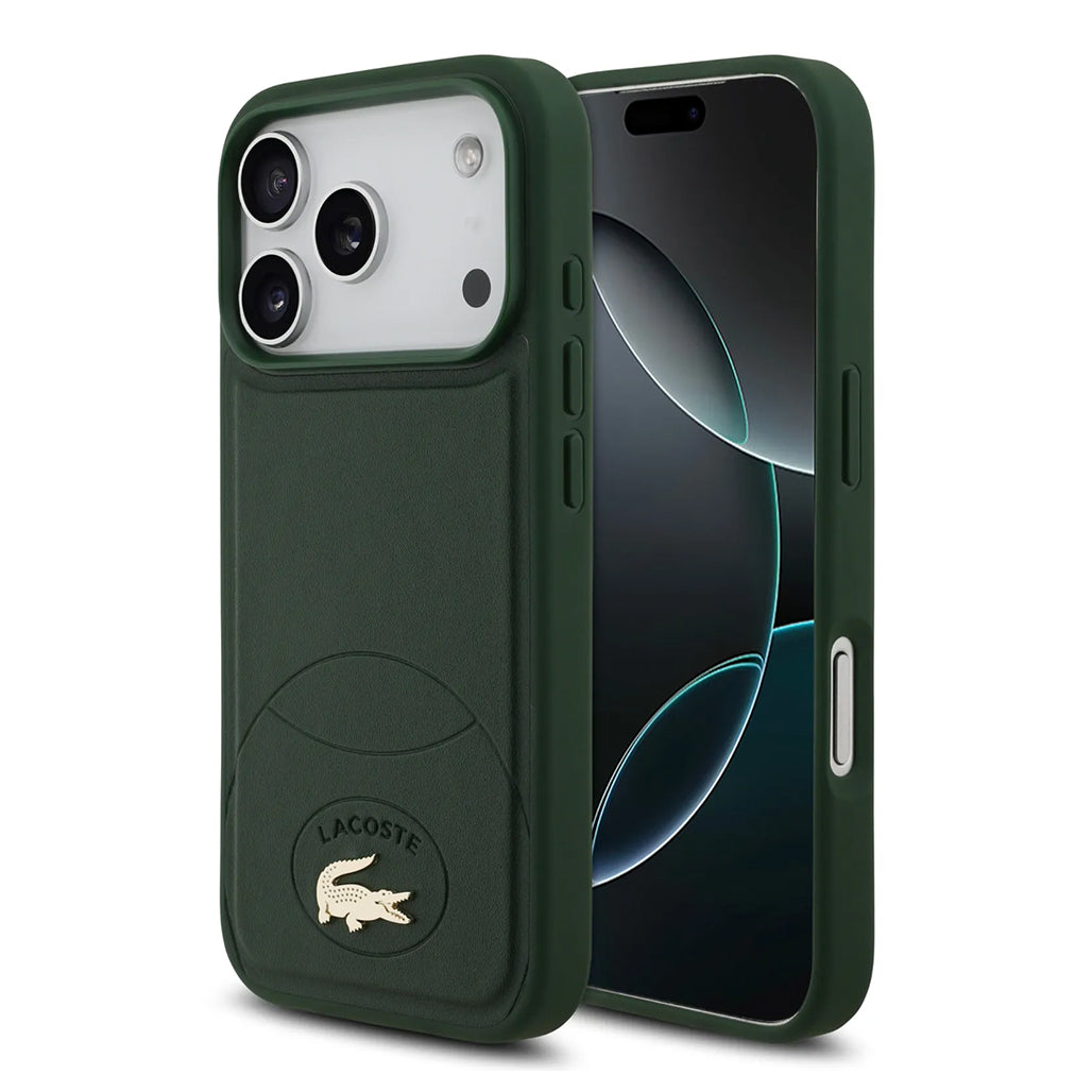 A Photo Of Lacoste MagSafe PU Leather Hard Case with Bliss Design for iPhone 17 Pro Max