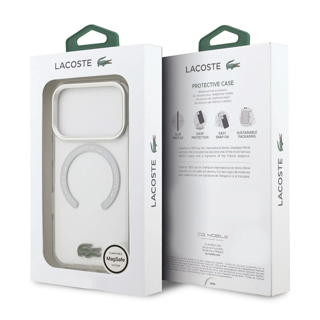 A Photo Of Lacoste MagSafe Transparent TPU+PC Case with Frosted Finish for iPhone 17 Pro