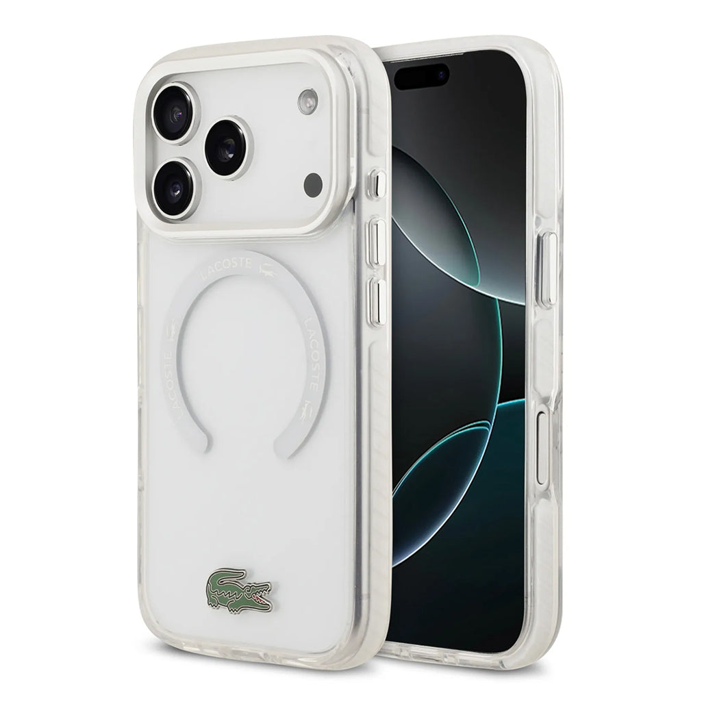 A Photo Of Lacoste MagSafe Transparent TPU+PC Case with Frosted Finish for iPhone 17 Pro
