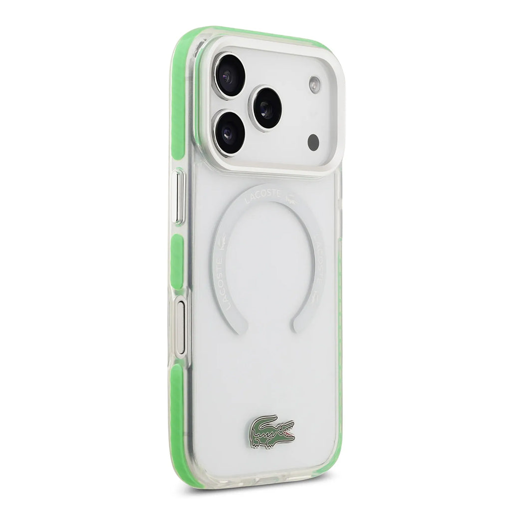 A Photo Of Lacoste MagSafe Transparent TPU+PC Case with Frosted Finish for iPhone 17 Pro