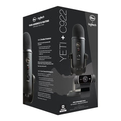 A Photo Of Logitech Pro Streamer Pack - Blue Yeti USB Microphone & C922 Pro HD Webcam