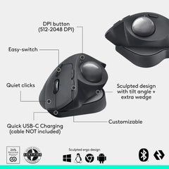 A Photo Of Logitech MX ERGO S PLUS Wireless Ergonomic Trackball Mouse - 910-007247
