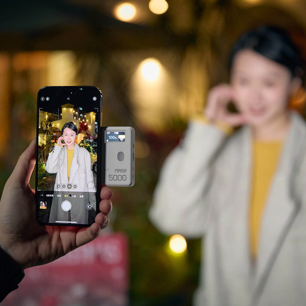 A Photo Of Godox MA5R Magnetic Full-Color LED Light with Bluetooth & NFC – Pocket-Sized Video Lighting for Content Creators