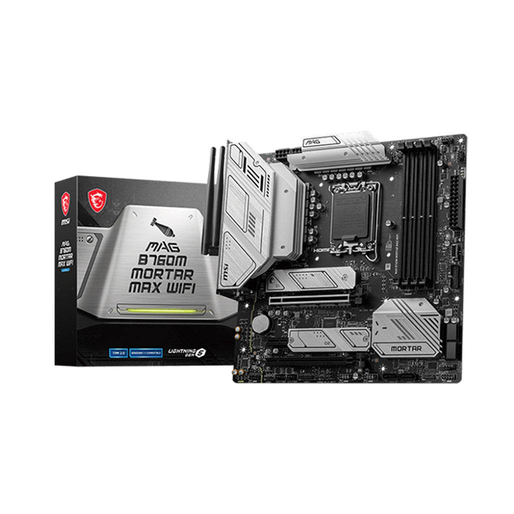 A Photo Of MSI MAG B760M MORTAR MAX WIFI – High-Speed DDR5 Motherboard for Intel 14th Gen