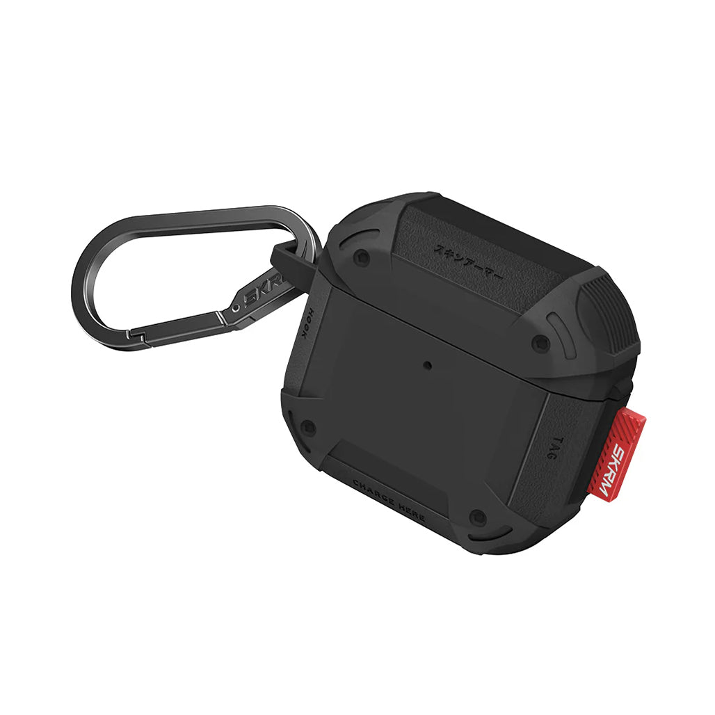 A Photo Of Skinarma MECHA CE AirPods 4 Case – Durable Retro-Futuristic Protection with Enhanced Grip & Wireless Charging Support
