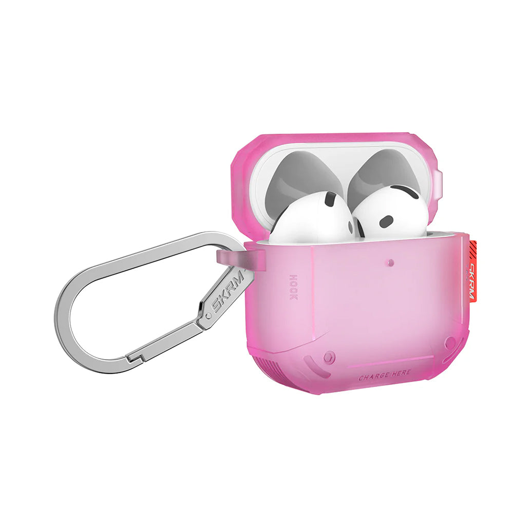 A Photo Of Skinarma MECHA CE AirPods 4 Case – Durable Retro-Futuristic Protection with Enhanced Grip & Wireless Charging Support