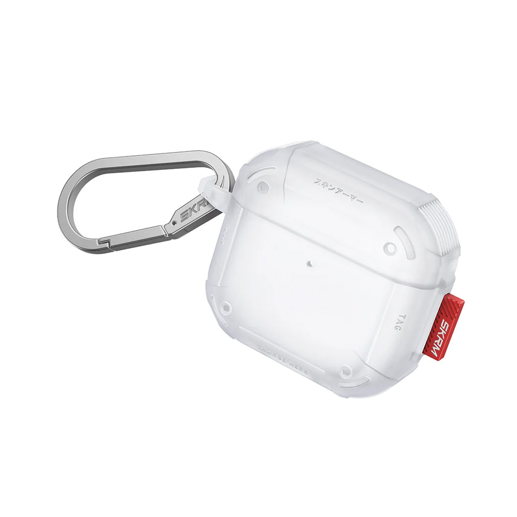 A Photo Of Skinarma MECHA CE AirPods 4 Case – Durable Retro-Futuristic Protection with Enhanced Grip & Wireless Charging Support