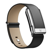 Whoop MG LeatherLuxe Straight Band | Black/Cream with Titanium (Large)