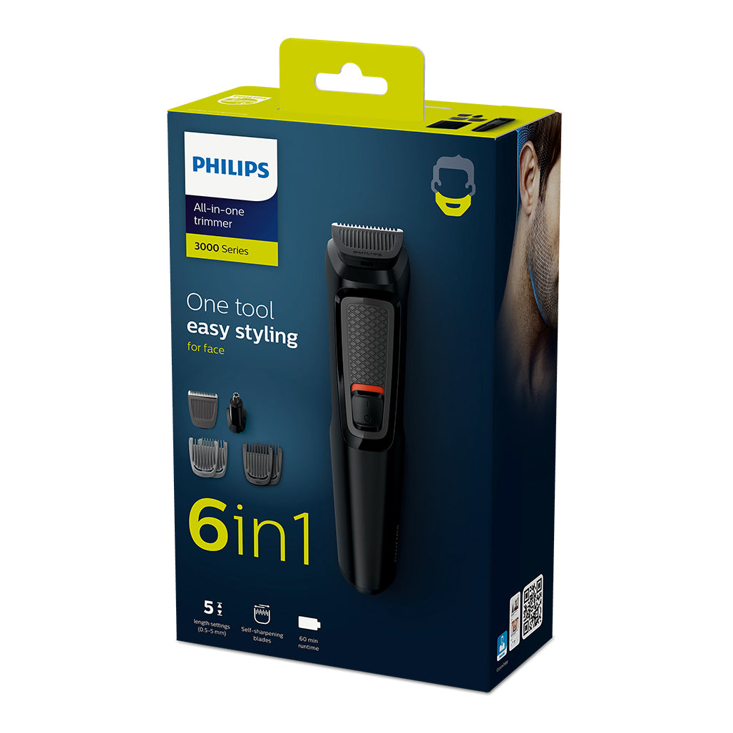 A Photo Of Philips Multigroom Series 3000 MG3710/15 - 6-in-1 Face & Beard Trimmer Kit