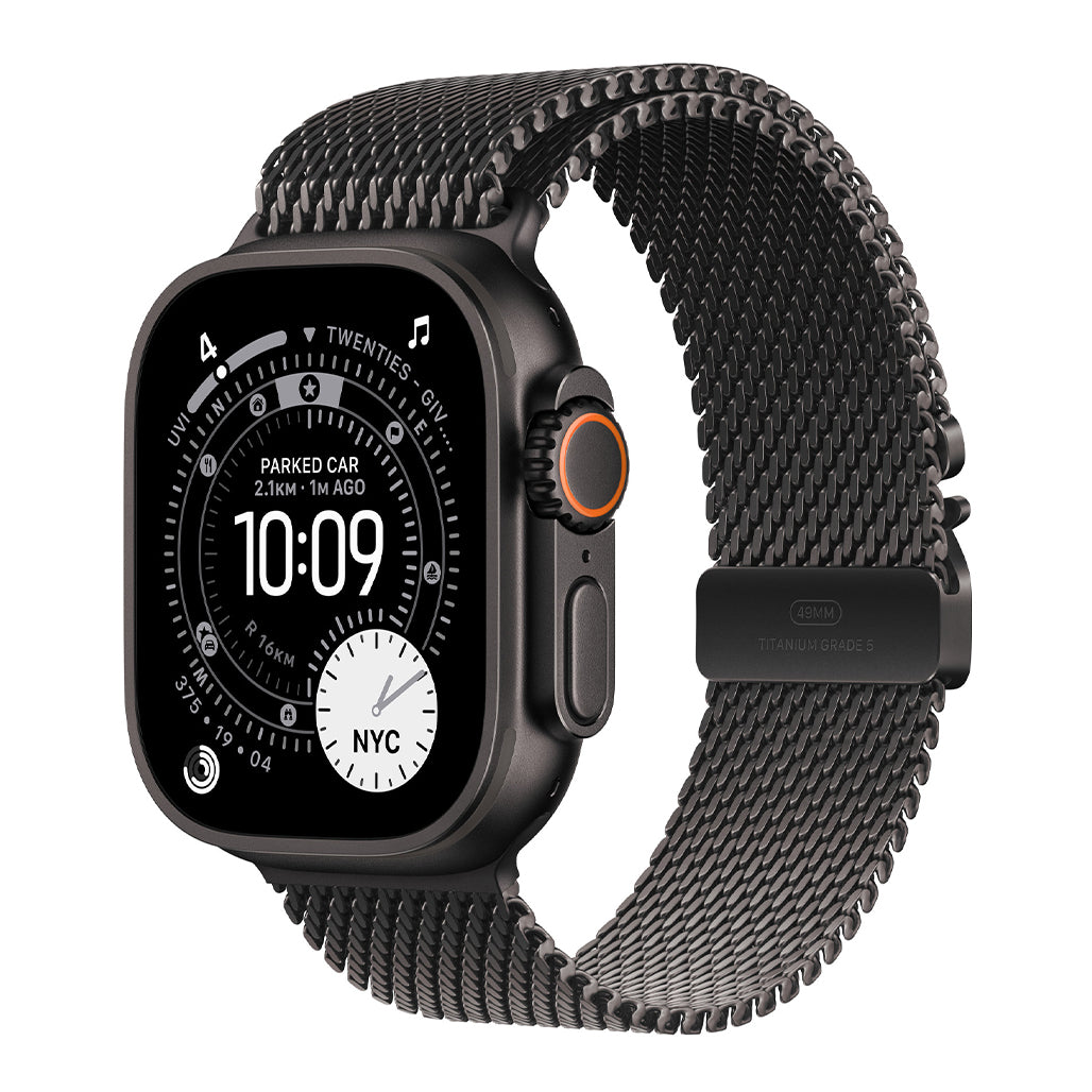 A Photo Of Apple 49mm Black Titanium Milanese Loop Band