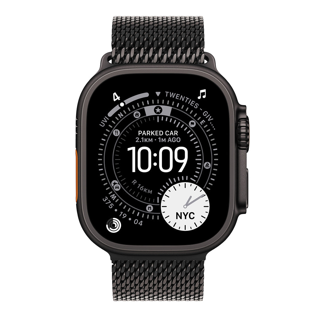 A Photo Of Apple 49mm Black Titanium Milanese Loop Band