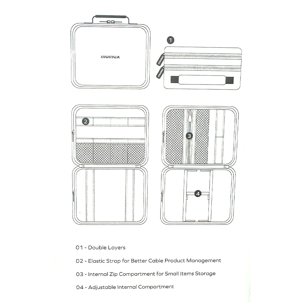 A Photo Of Momax 1-World Tech Organizer Case – Double-Layer Electronics Travel Pouch with Adjustable Compartments & Elastic Cable Management