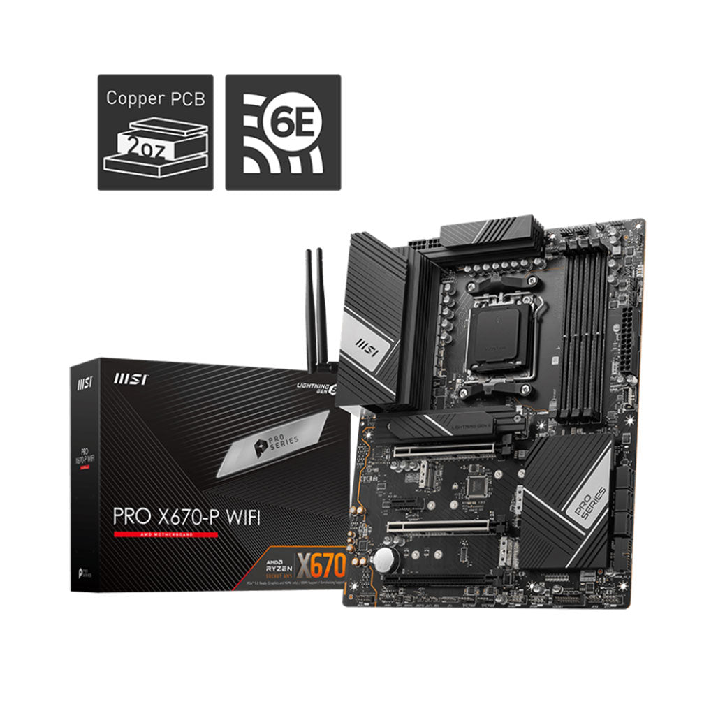 A Photo Of MSI PRO X670-P WIFI Motherboard – AMD Ryzen™ 7000 Series, DDR5, Wi-Fi 6E, PCIe 5.0, Enhanced Power Design