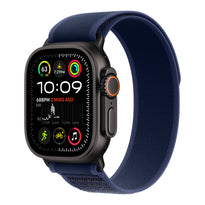 Apple 49mm Blue Trail Loop - M/L - Black Titanium Finish, Nylon Weave, Adjustable Fit, Carbon Neutral