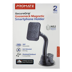 A Photo Of Promate SecureGrip Gooseneck Magnetic Smartphone Holder | MagMount-Pro – 360˚ Rotatable, N52 Magnets, Heat-Resistant Suction Cup