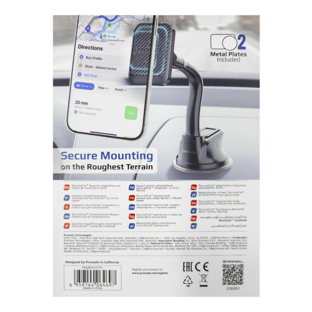 A Photo Of Promate SecureGrip Gooseneck Magnetic Smartphone Holder | MagMount-Pro – 360˚ Rotatable, N52 Magnets, Heat-Resistant Suction Cup