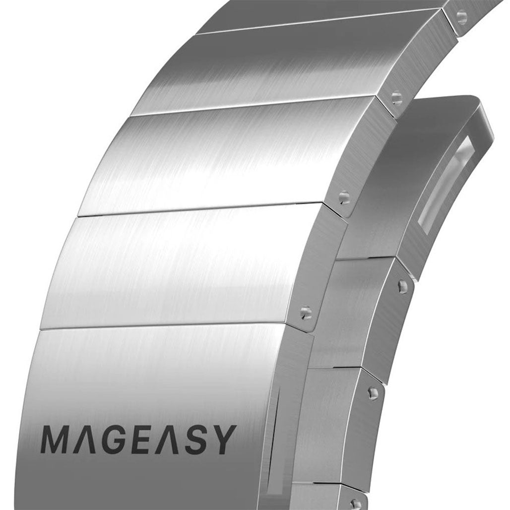 A Photo Of Mageasy Maestro Magnetic Stainless Steel Band for Apple Watch 42mm/44mm/45mm/49mm - Silver Chain Strap