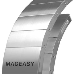 A Photo Of Mageasy Maestro Magnetic Stainless Steel Band for Apple Watch 42mm/44mm/45mm/49mm - Silver Chain Strap