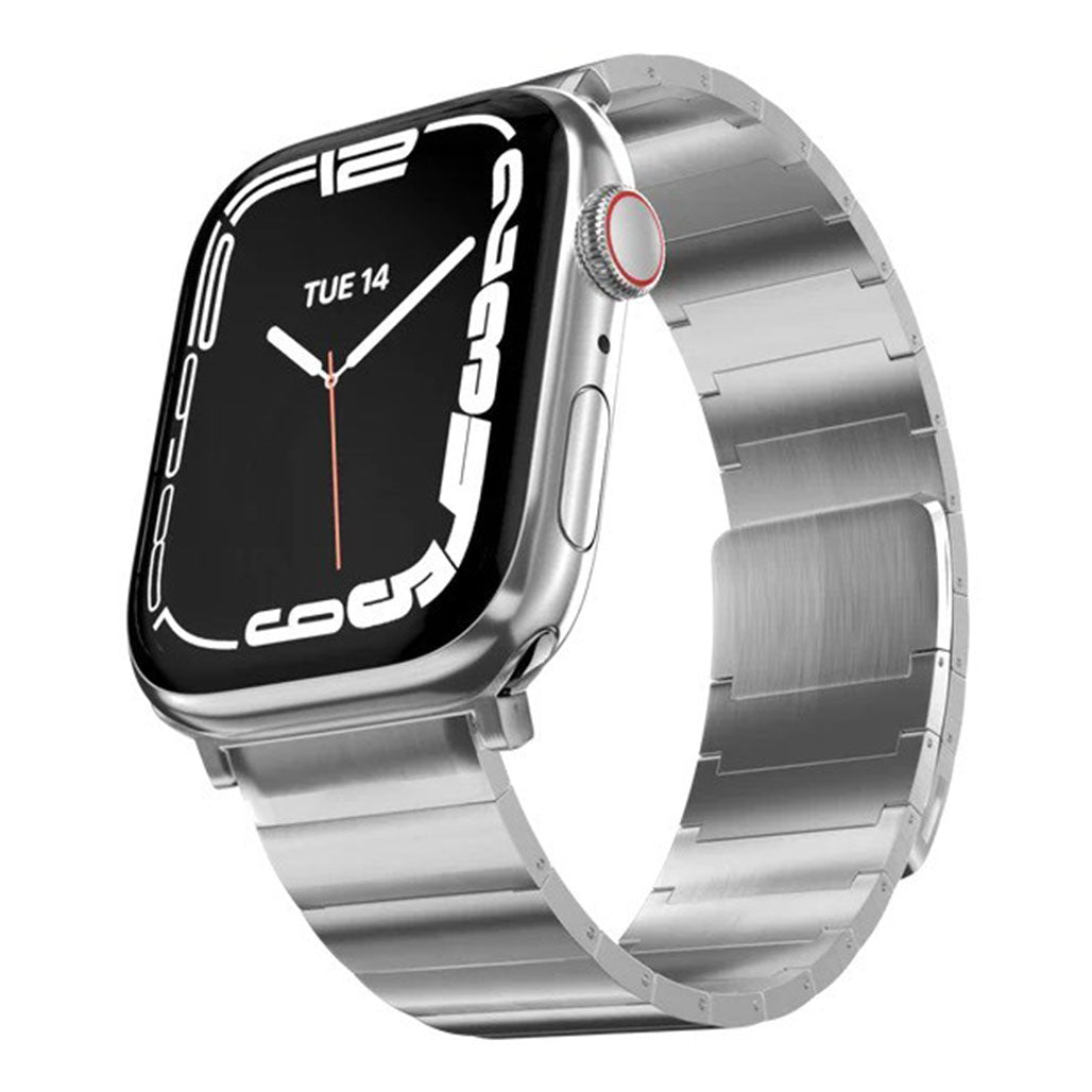 A Photo Of Mageasy Maestro Magnetic Stainless Steel Band for Apple Watch 42mm/44mm/45mm/49mm - Silver Chain Strap