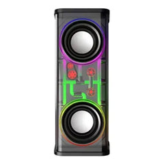 A Photo Of Mecha V8 Double-Shot Little Steel Gun 10W Transparent Speaker with BT5.3