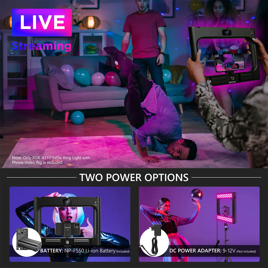 A Photo Of Neewer RGB-A111 RGB Rig Light Stabilizer with Adjustable Hue, Brightness, and Scene Modes